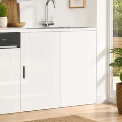 Kitchen Base Cabinet Storage Unit White High Gloss Engineered Wood Cupboard