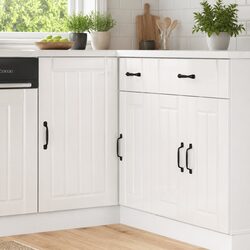 Kitchen Base Cabinet White High Gloss Engineered Wood Storage Furniture Sink