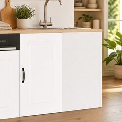 Kitchen Base Cabinet White Engineered Wood Storage Cupboard Organiser Unit