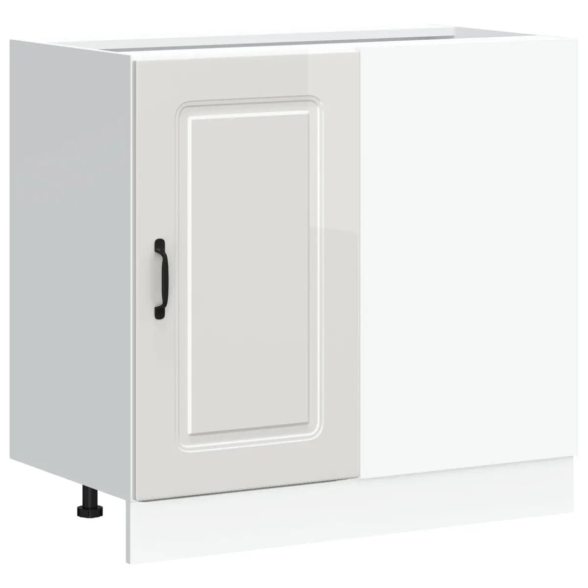 Kitchen Base Cabinet White High Gloss Engineered Wood Storage Cupboard