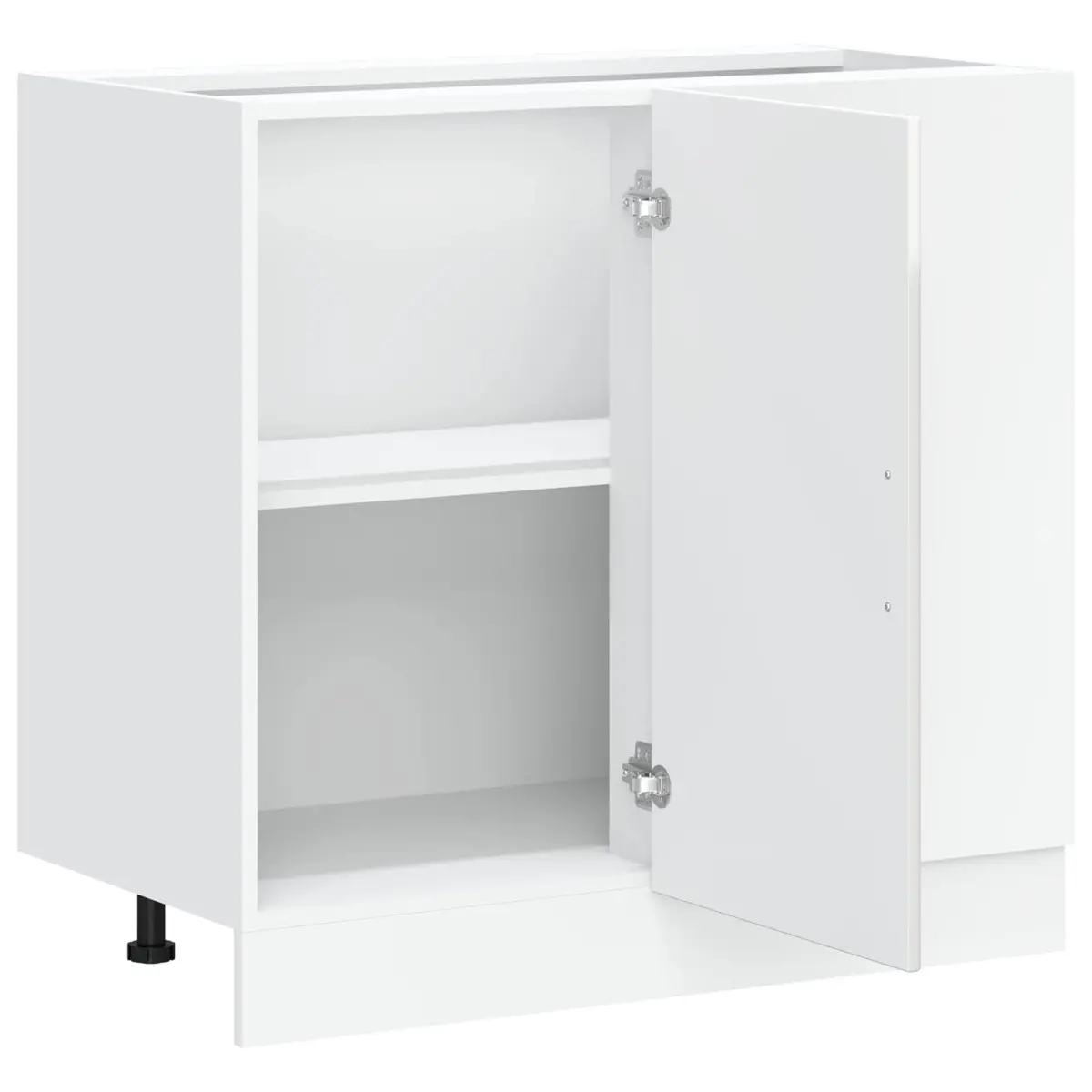 Kitchen Base Cabinet White High Gloss Engineered Wood Storage Cupboard