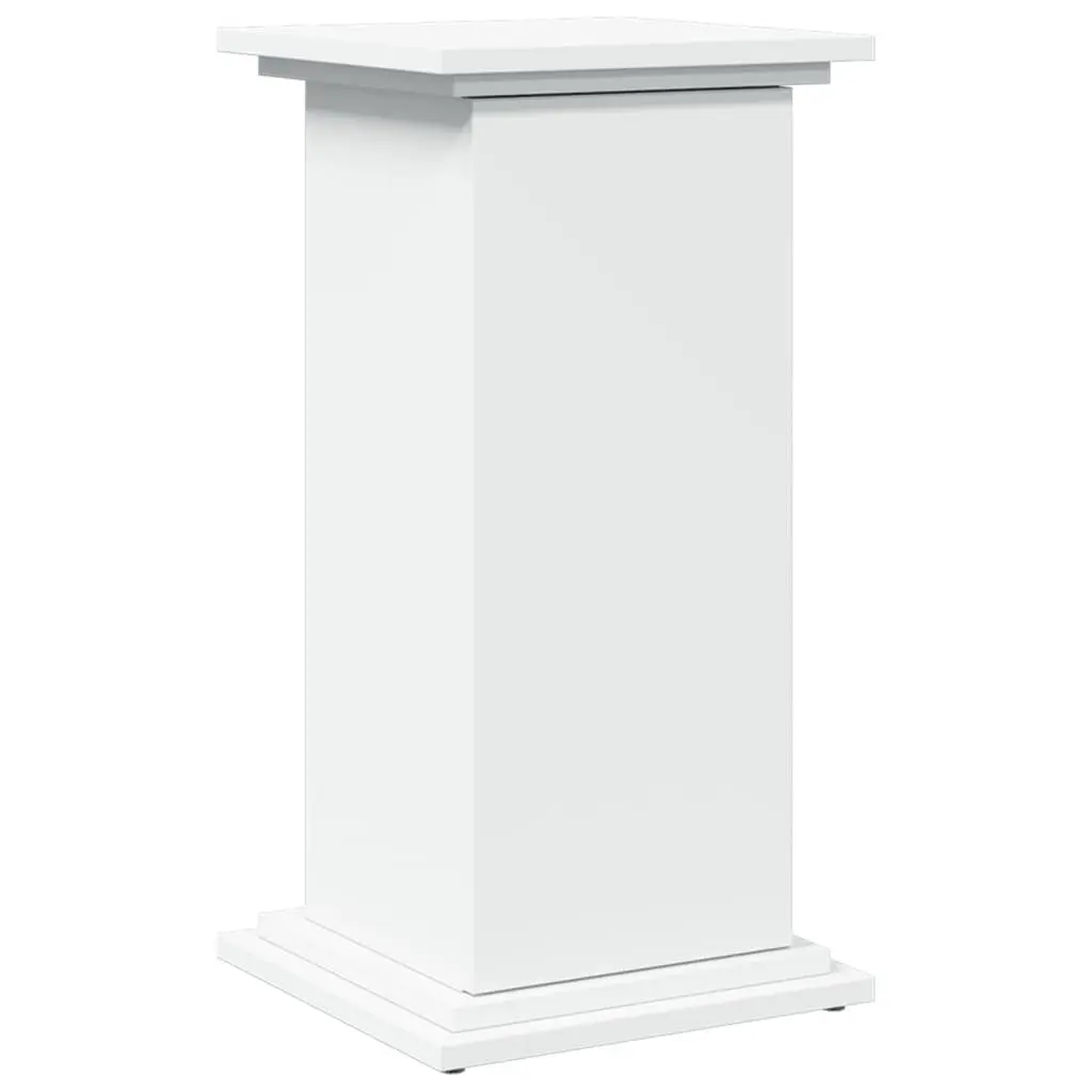 Pillar Display Stand Two-Tier Engineered Wood White Storage Cabinet