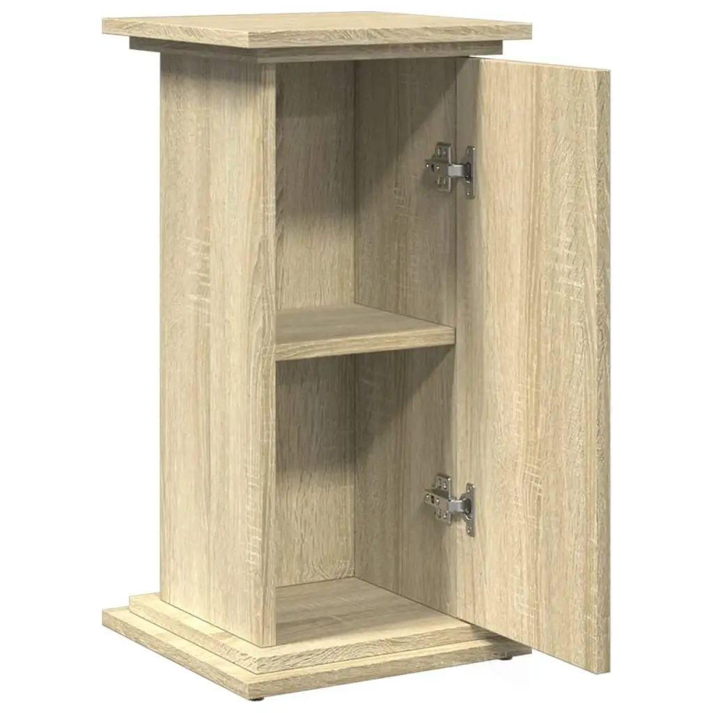 Plant Display Stand with Storage Brown Engineered Wood Cabinet Pillar Style Two