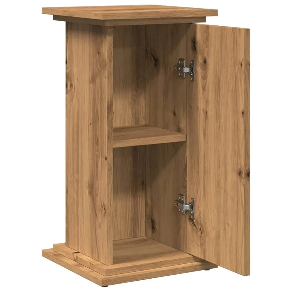 Plant Display Stand Two-Tier Storage Cabinet Brown Engineered Wood