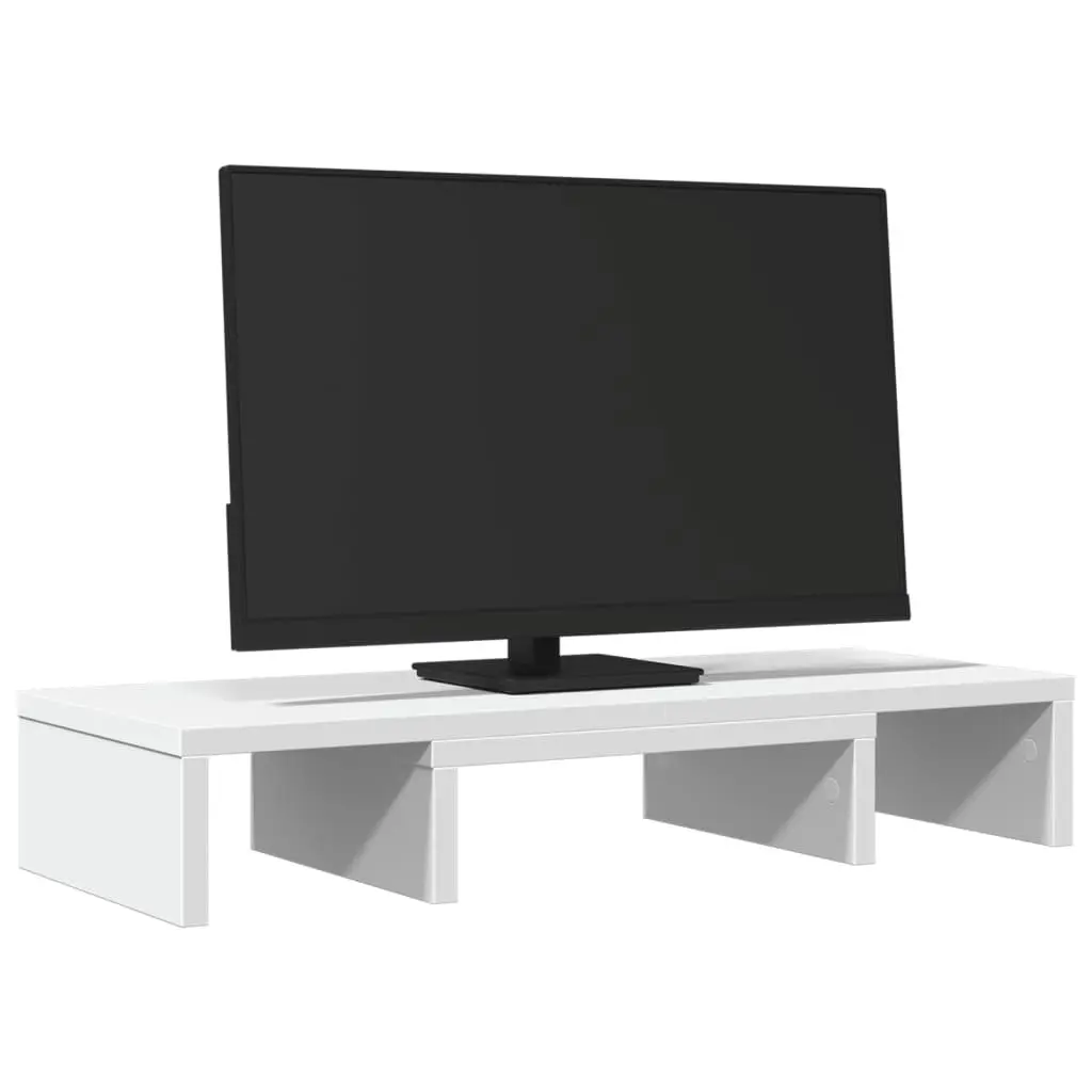 Monitor Stand Adjustable White Engineered Wood Computer Riser Desk Organiser