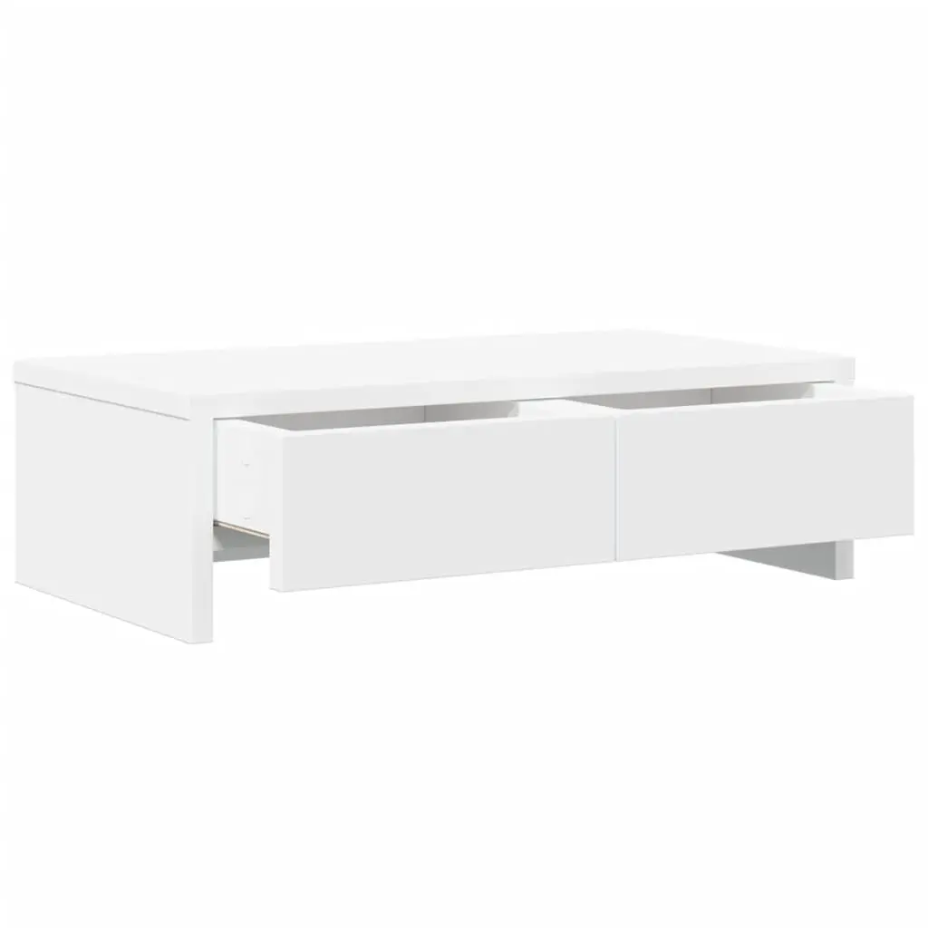 Monitor Stand with Drawers Engineered Wood 50x27x15 cm White