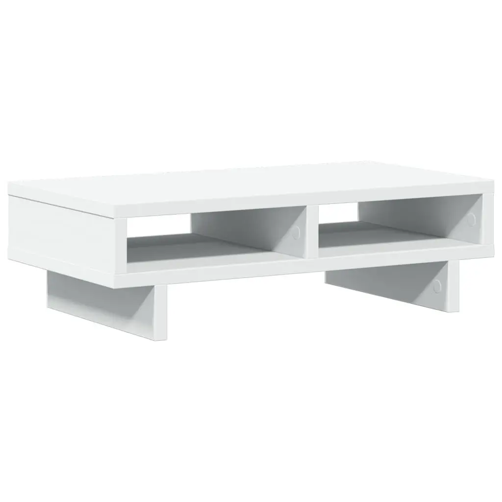 Monitor Stand White Engineered Wood Computer Riser Desk Organizer Storage