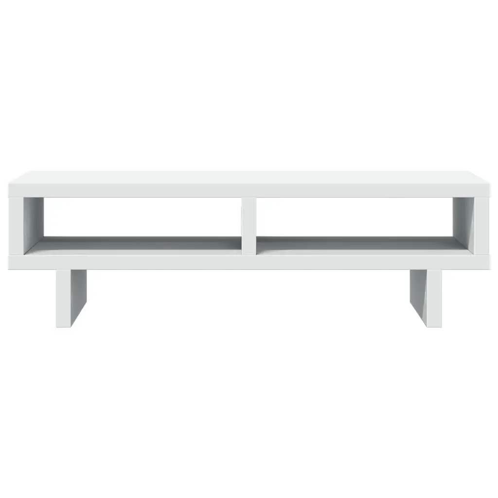 Monitor Stand White Engineered Wood Computer Riser Desk Organizer Storage