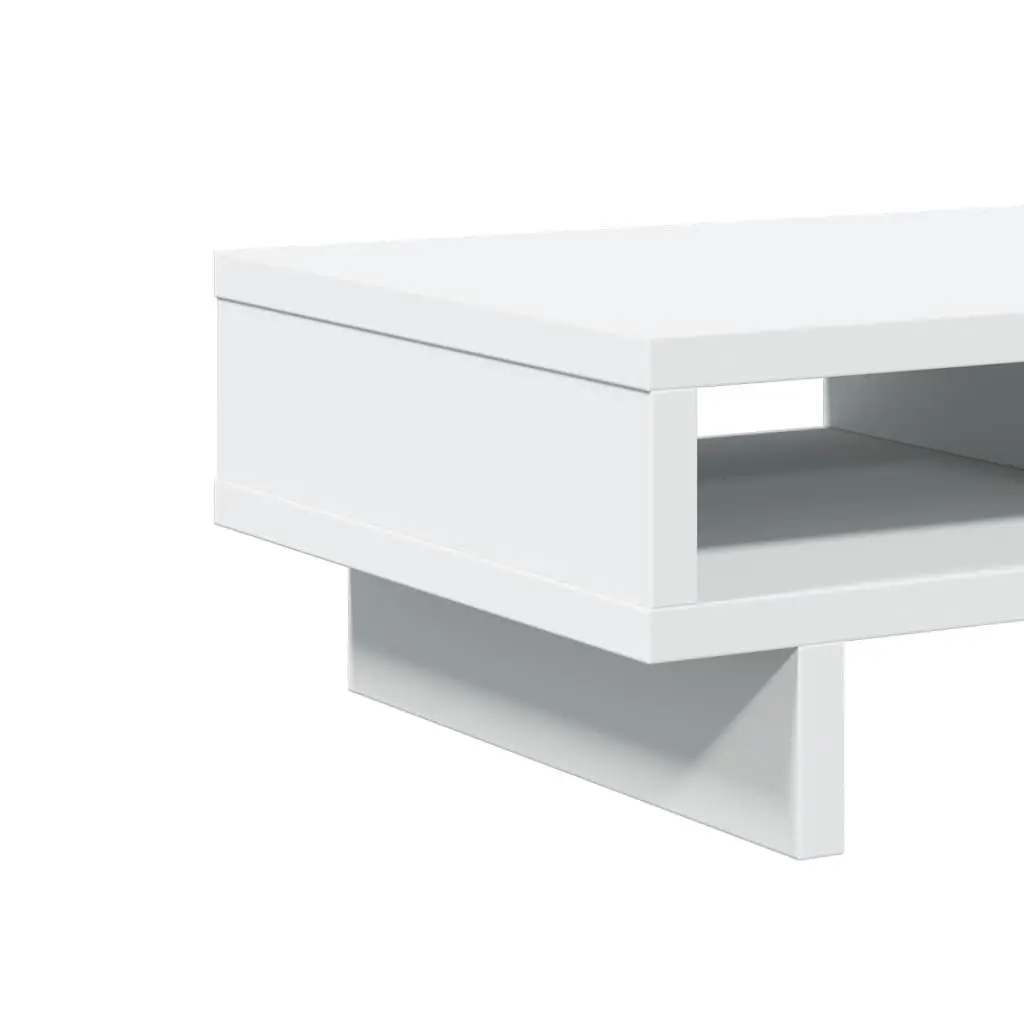 Monitor Stand White Engineered Wood Computer Riser Desk Organizer Storage
