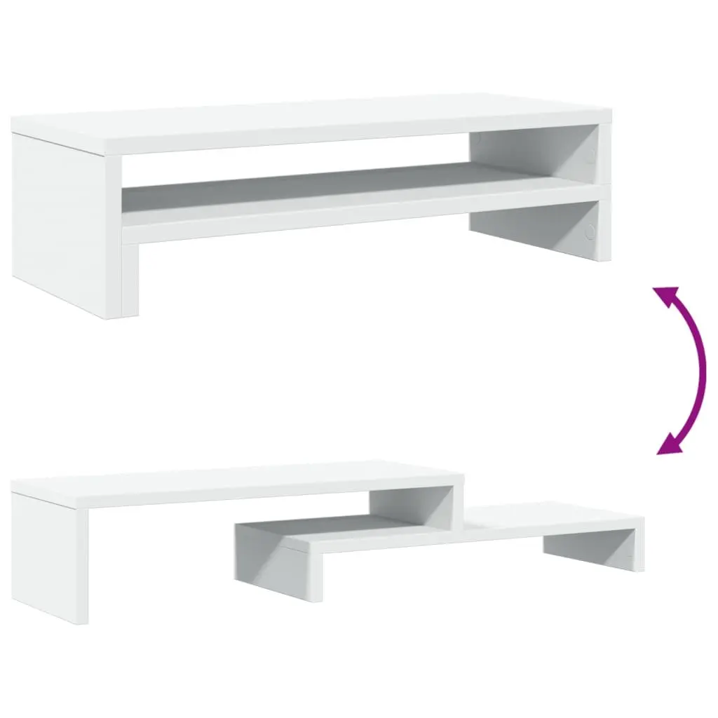 Monitor Stand White Computer Riser Desk Organizer Storage Platform Office