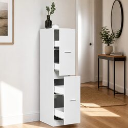 Apothecary Cabinet White Storage Furniture 30x41x144.5 cm Engineered Wood Chest