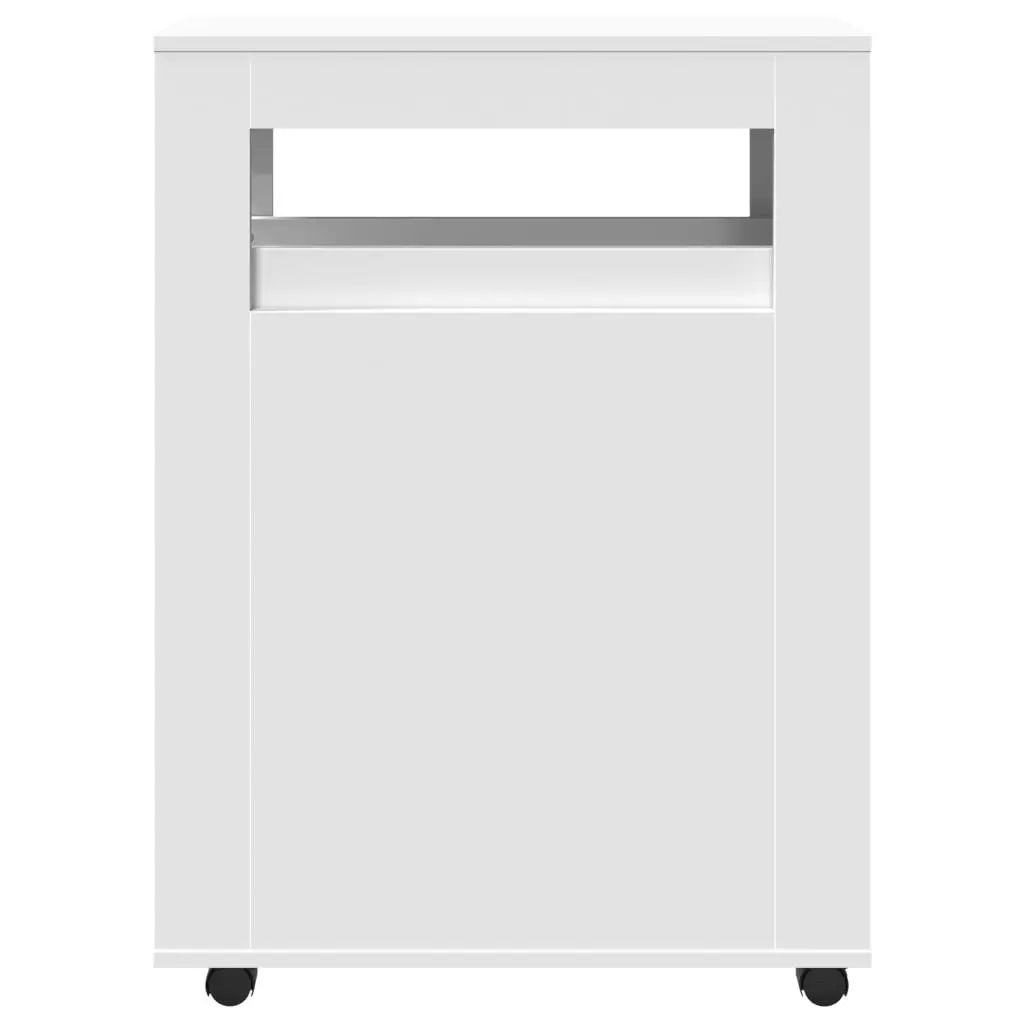 Narrow Bathroom Storage Cabinet with Wheels White Engineered Wood Organiser