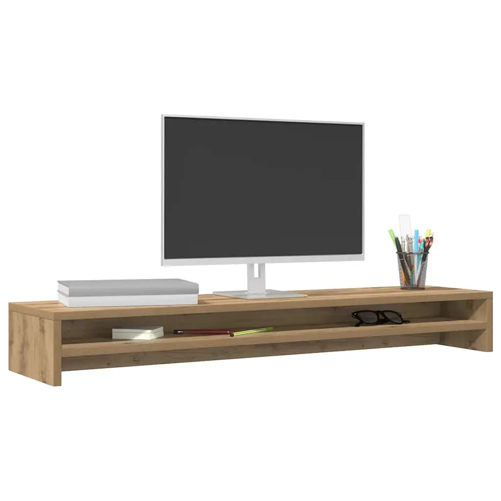 Monitor Stand Riser Engineered Wood Desktop TV Riser with Storage Shelf Brown