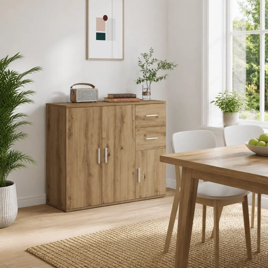Sideboard Brown Engineered Wood Storage Cabinet Home Dining Furniture