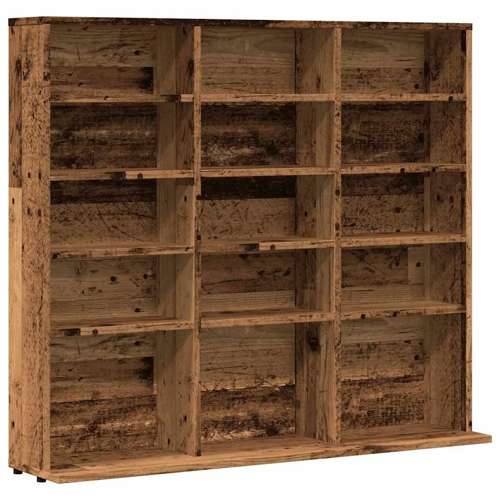 CD Cabinet Old Wood Design Media Storage Rack DVD Shelf Cabinet 100x23x89.5cm