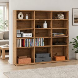 CD Cabinet Media Storage Engineered Wood Brown Organiser Rack Furniture