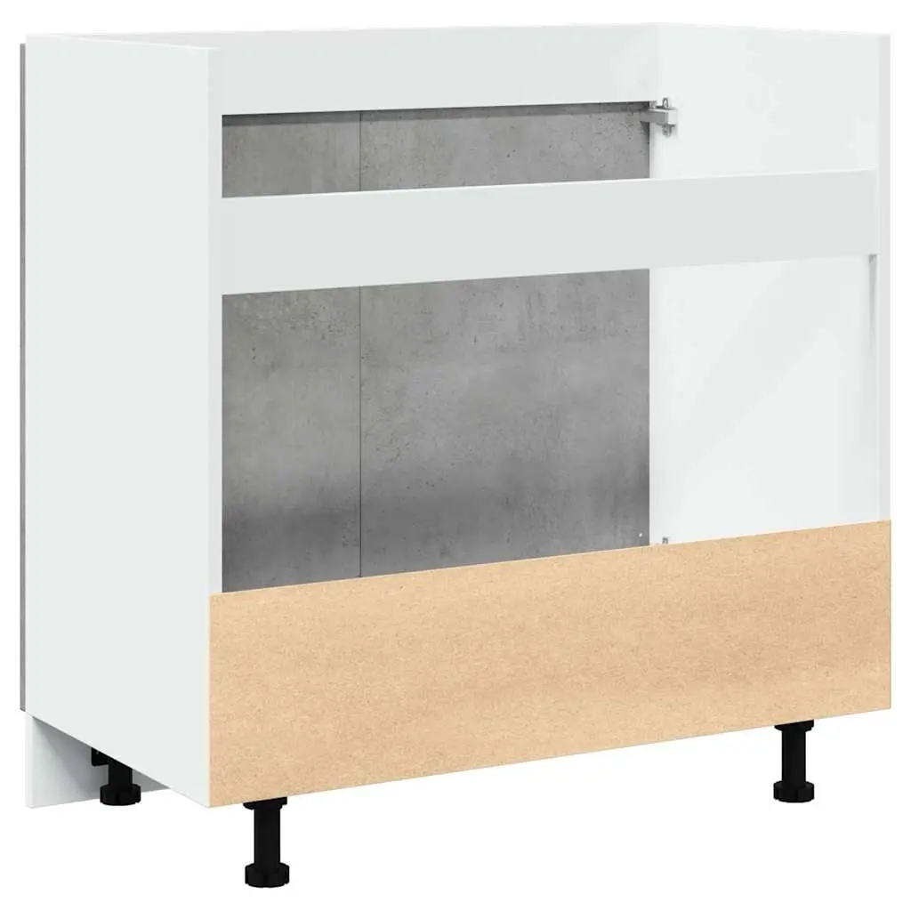 Sink Base Cabinet Kitchen Storage Grey Engineered Wood Two Door 80x46x81.5cm