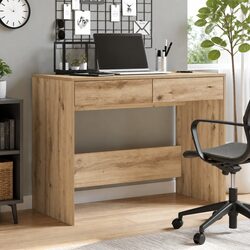 Engineered Wood Office Desk with 2 Drawers Brown Artisan Oak 101x50x76.5cm