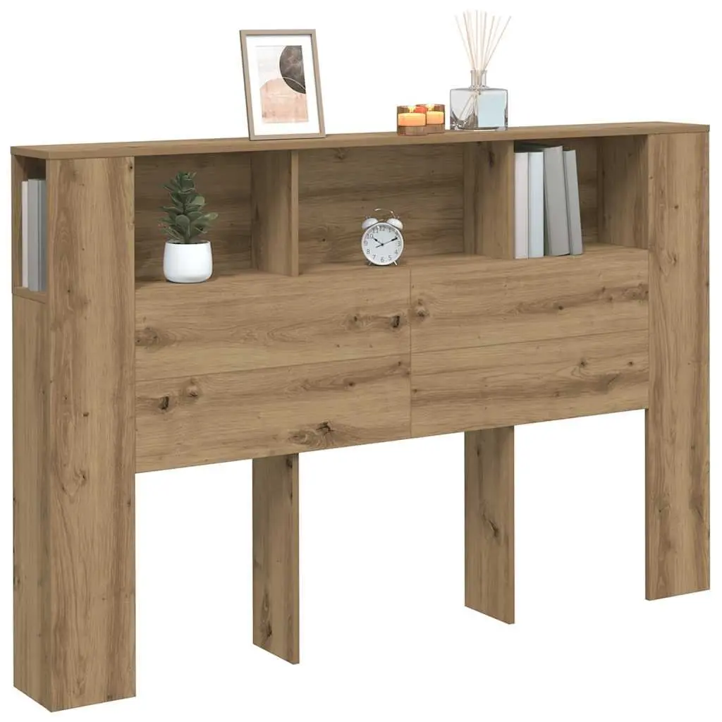 Headboard Cabinet Brown Engineered Wood 160x18.5x103.5 cm Storage Bedroom