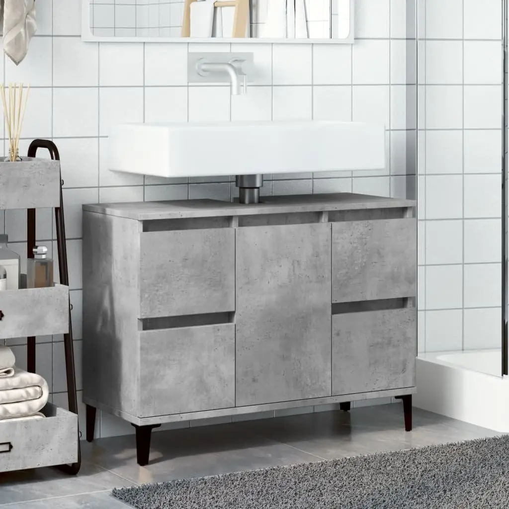 Bathroom Sink Cabinet Vanity Unit Storage Grey 80x33x60cm
