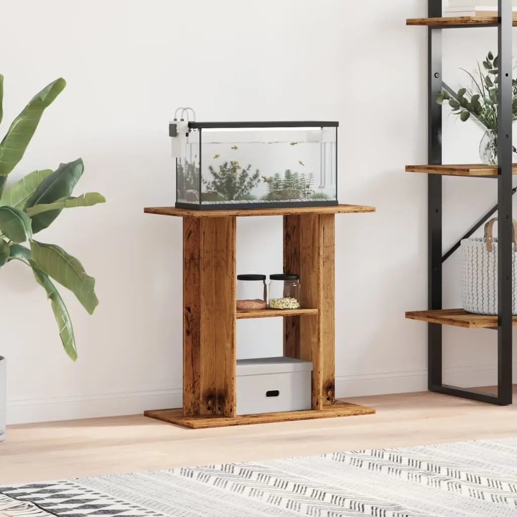 Aquarium Stand 60x30x60 cm Fish Tank Cabinet 3 Tier Storage Old Wood Look