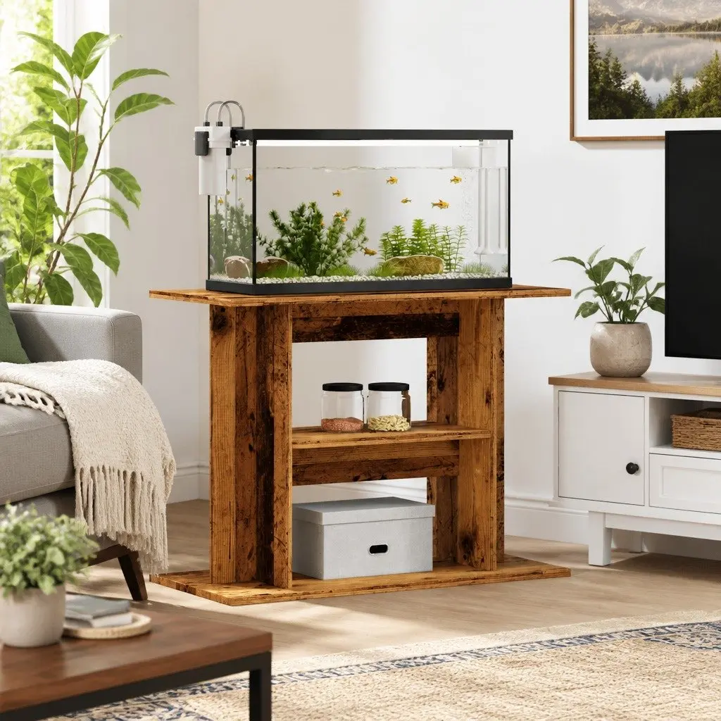 Aquarium Stand 80x35x60cm Fish Tank Cabinet Storage Shelf 3 Tier Engineered Wood
