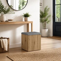 Storage Bench Engineered Wood Hallway Shoe Organiser Padded Seat Brown