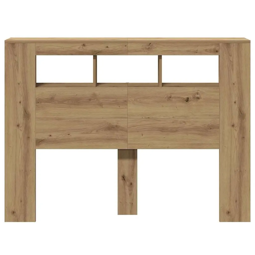 LED Headboard Brown Engineered Wood Modern Bedroom Furniture with RGB Lights