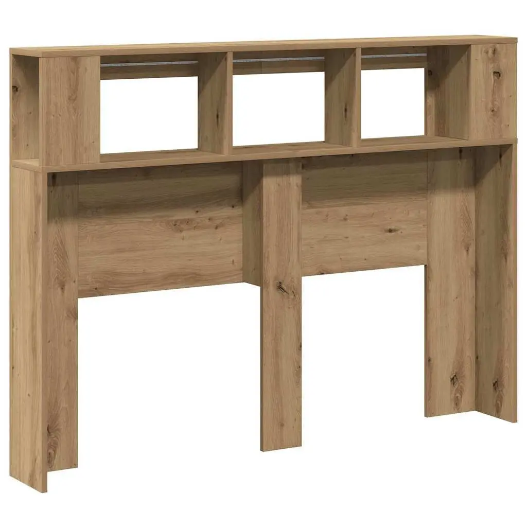 LED Headboard Brown Engineered Wood Modern Bedroom Furniture with RGB Lights