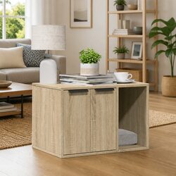 Cat Litter Box Enclosure Furniture Engineered Wood Cabinet Side Table Storage