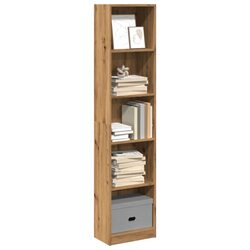 Bookcase Brown Engineered Wood Open Shelving Storage Unit Home Office Furniture