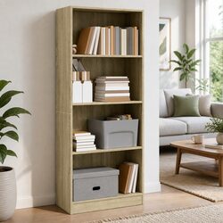 Bookcase Storage Shelving Unit Open Compartments Brown Standing Shelf Home