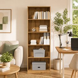 Bookcase Brown Engineered Wood Storage Shelving Unit Home Office Organizer