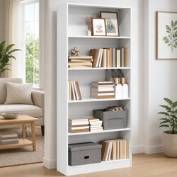 Bookcase White 80x24x176 cm Open Compartments Storage Shelving Unit Home Office