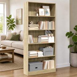Bookcase Sonoma Oak 80x24x176cm Open Shelving Storage Cabinet Engineered Wood