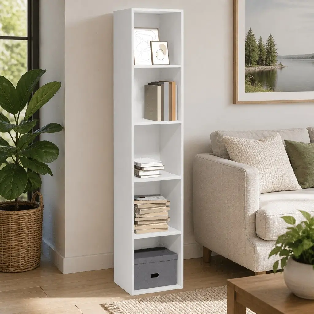 Bookcase Open Shelves 40x30x189 cm White Engineered Wood Storage Cabinet Living Room Bedroom