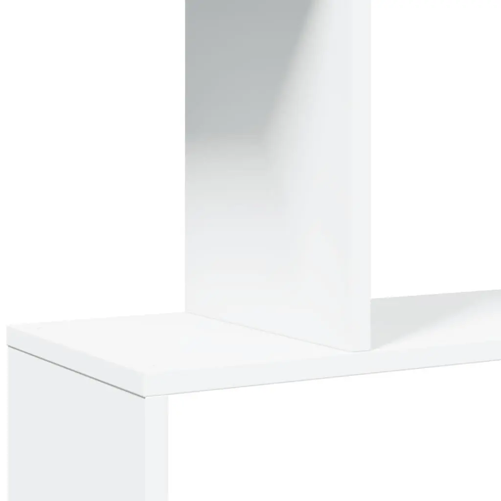 Room Divider Bookcase 6-Tier Staggered Storage Shelf White 70x24x193 cm