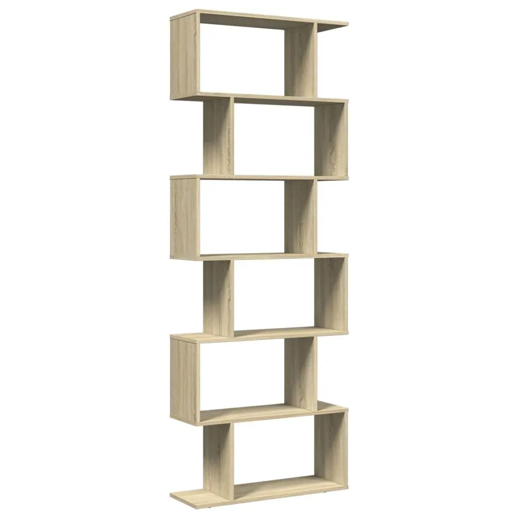 Room Divider Bookcase 6-Tier Shelving Unit Storage Organizer Brown 70x24x193cm