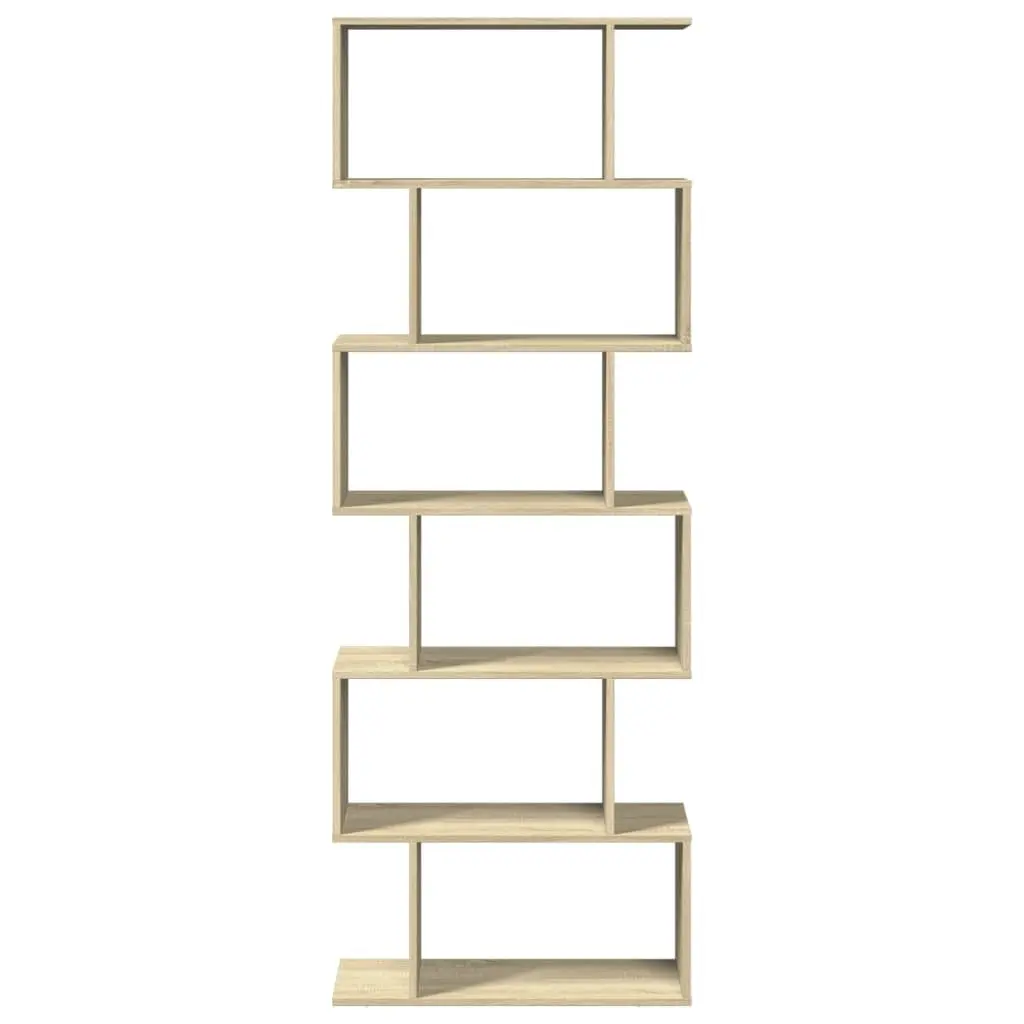 Room Divider Bookcase 6-Tier Shelving Unit Storage Organizer Brown 70x24x193cm