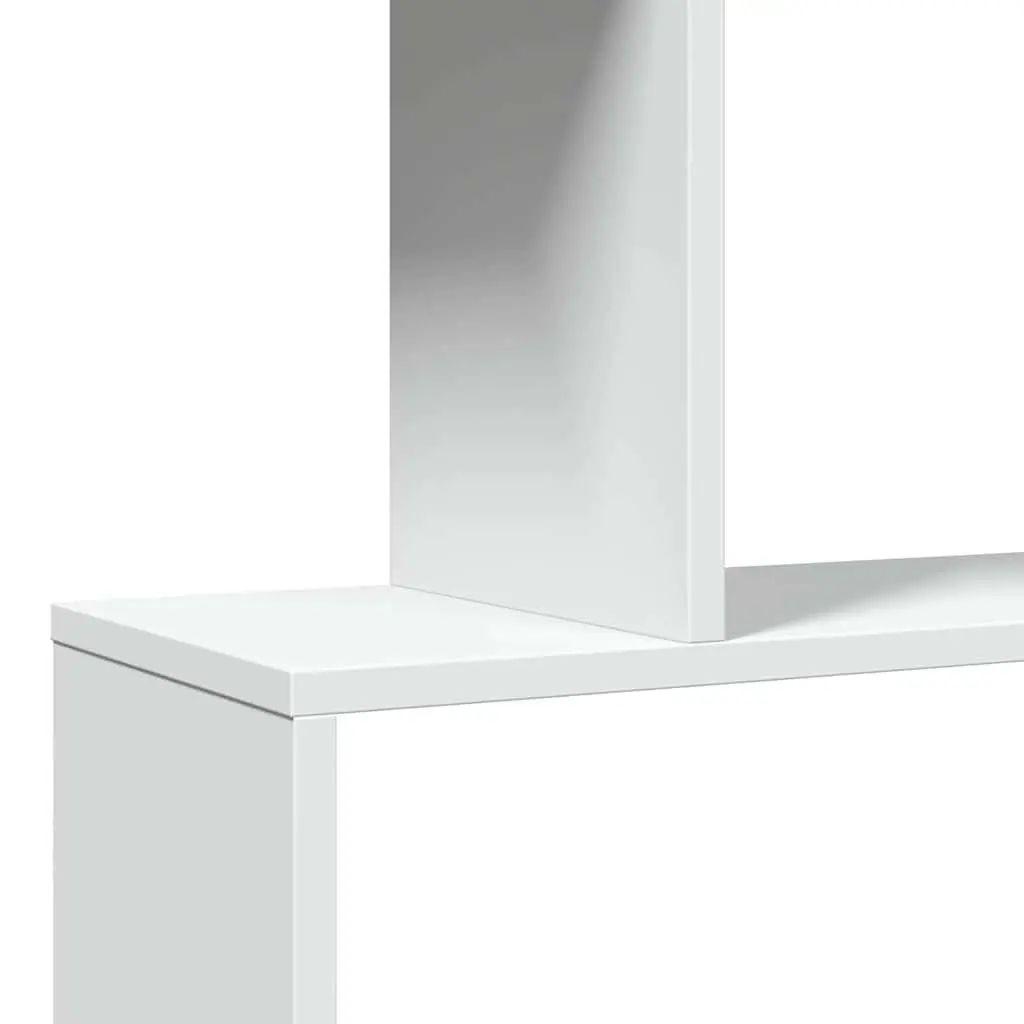Room Divider Bookcase Staggered Storage 3-Tier White Engineered Wood Shelving Unit