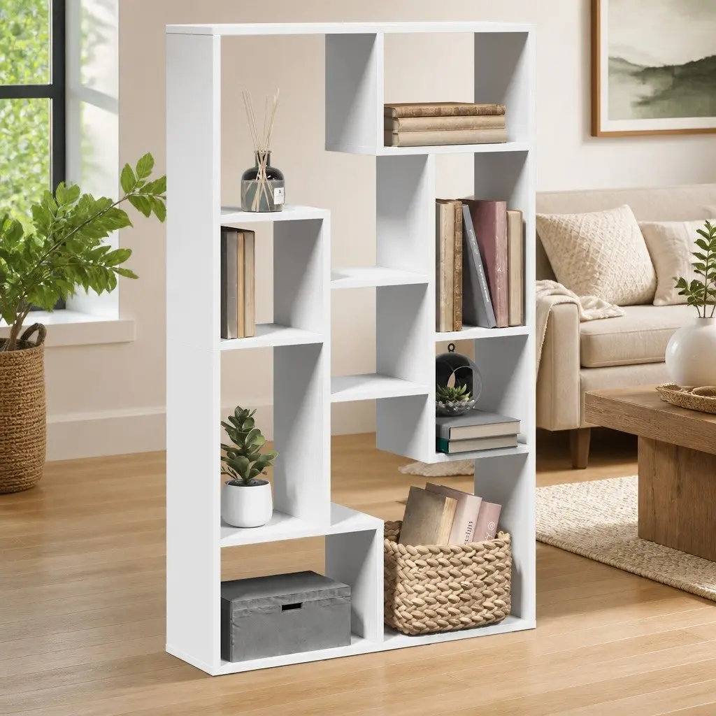 Bookcase Engineered Wood White 72x20x120.5 cm Shelving Unit Storage Display