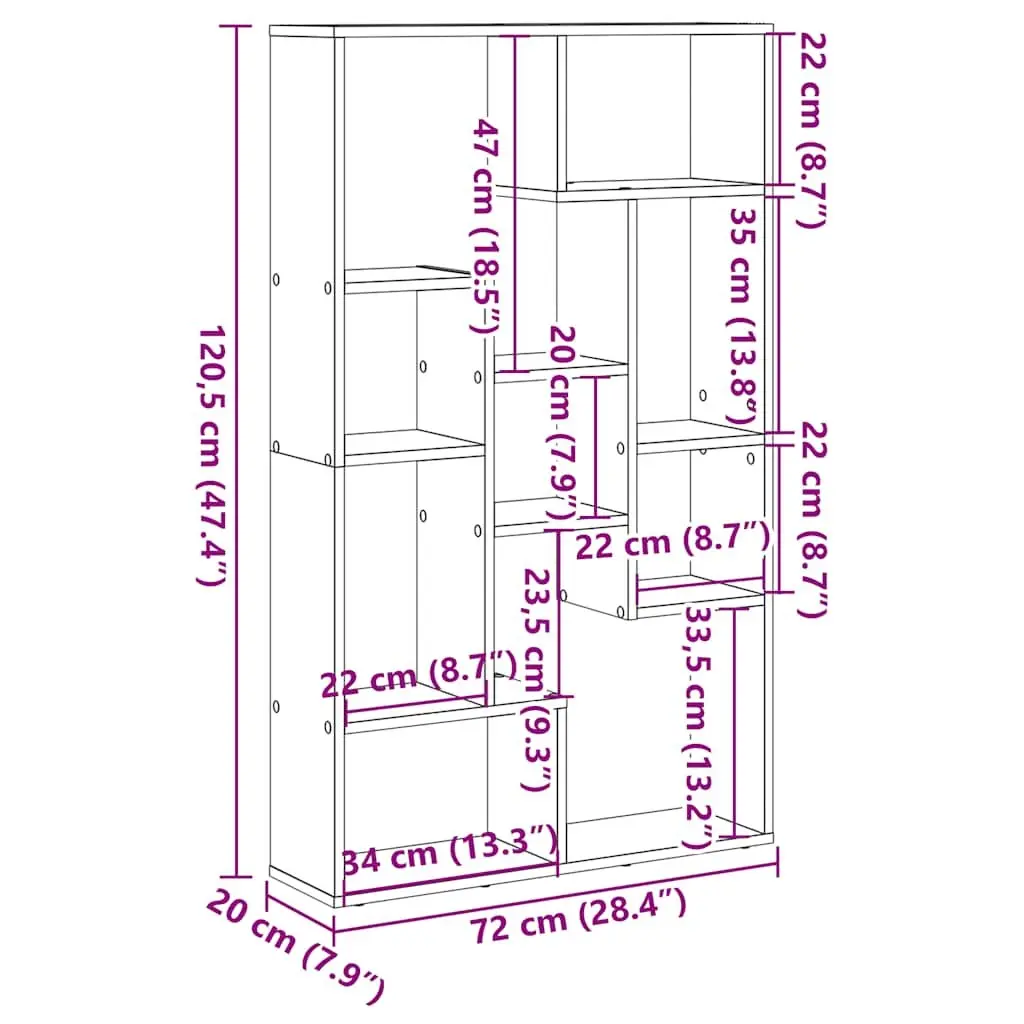 Bookcase Engineered Wood White 72x20x120.5 cm Shelving Unit Storage Display