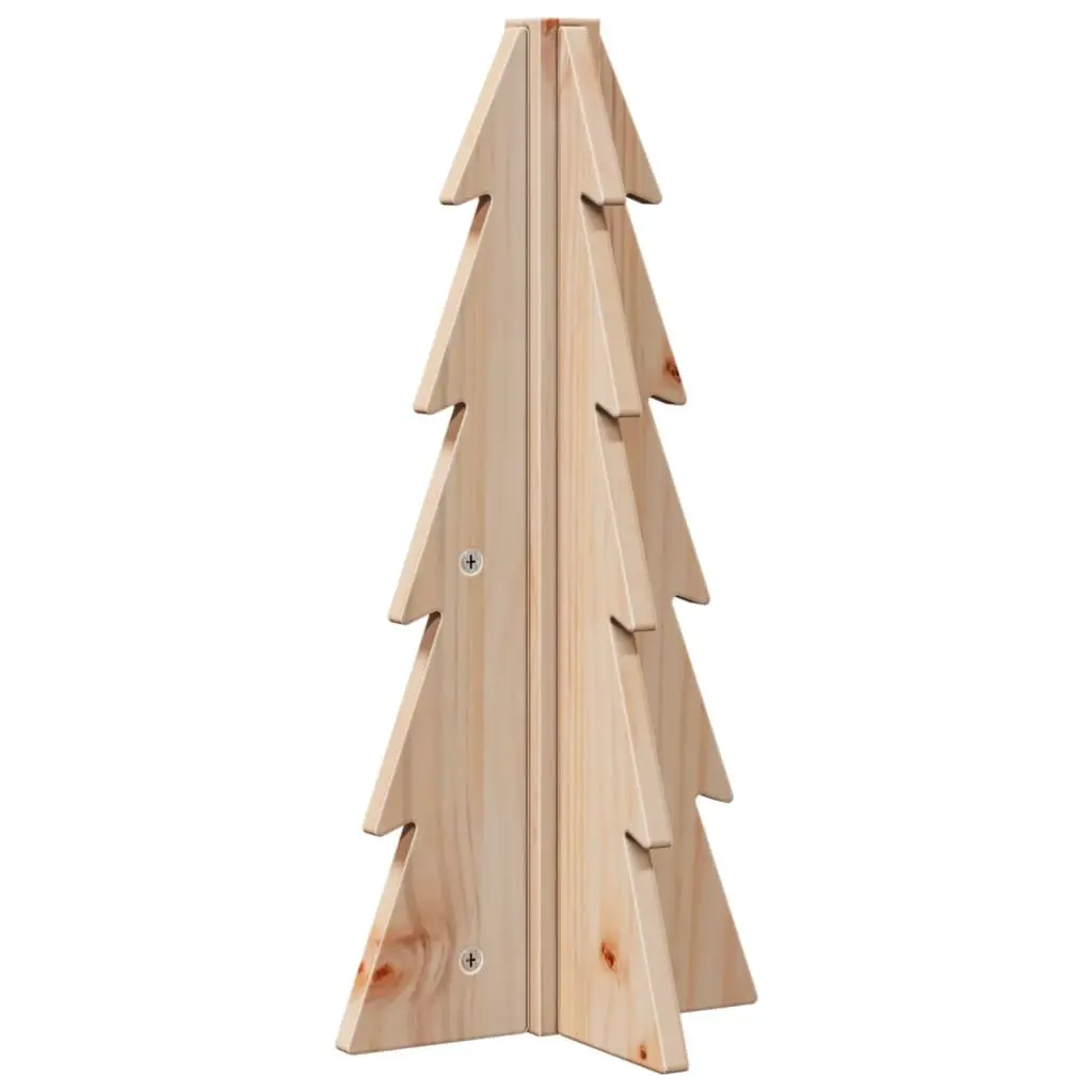 Wooden Christmas Tree Decoration Natural Pine 49cm Brown Holiday Ornament