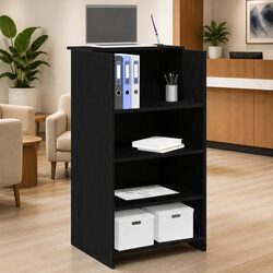 Reception Desk Black 55x50x103.5 cm with Counter Storage Shelf Office Furniture
