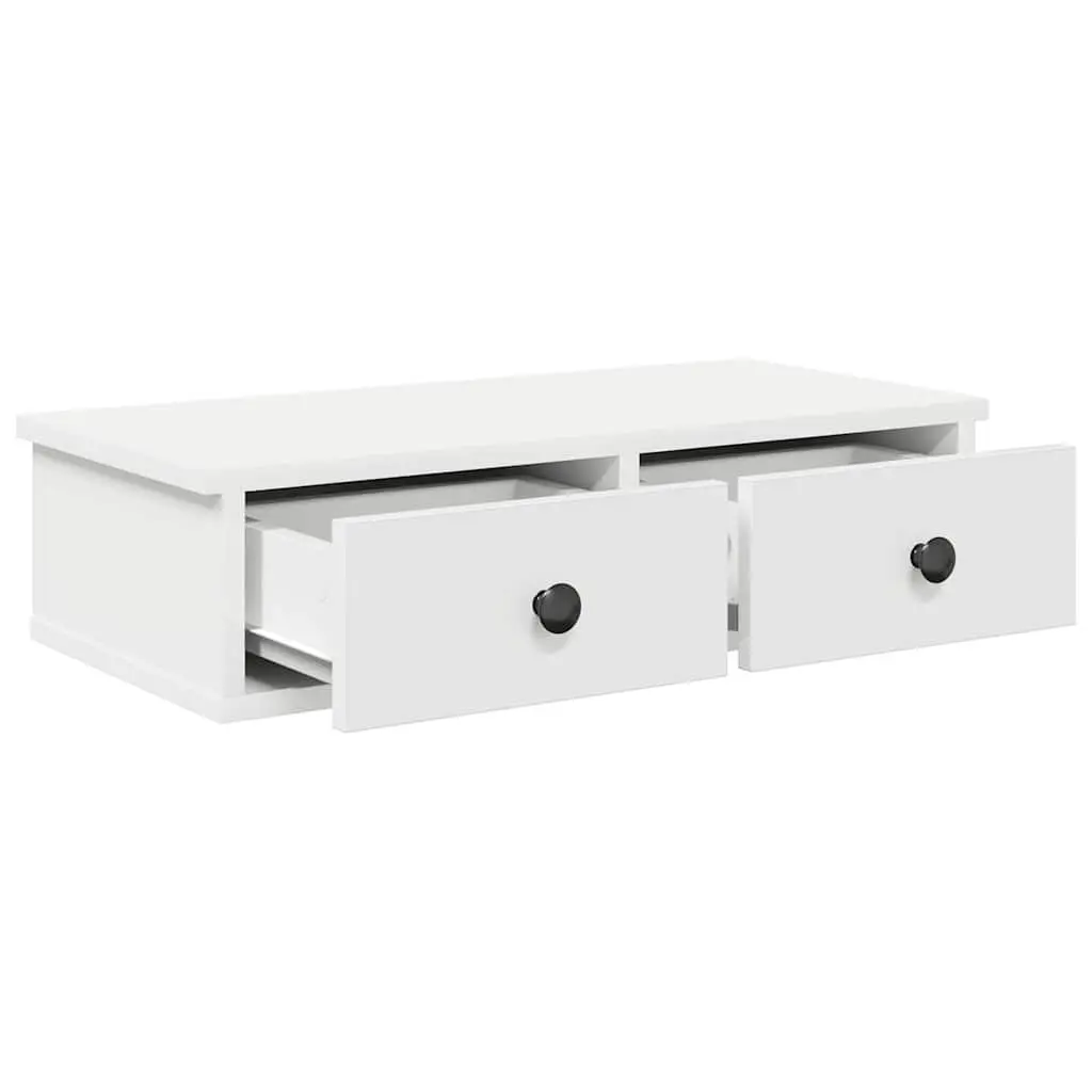 Wall Shelf with Drawers Floating Storage Cabinet Engineered Wood White