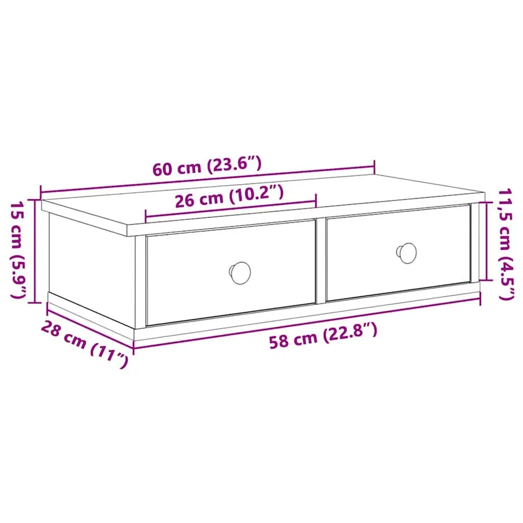 Wall Shelf with Drawers Floating Storage Cabinet Engineered Wood White