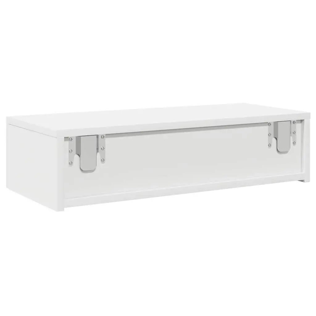 Wall Shelf with Drawers Floating Storage Cabinet White Engineered Wood