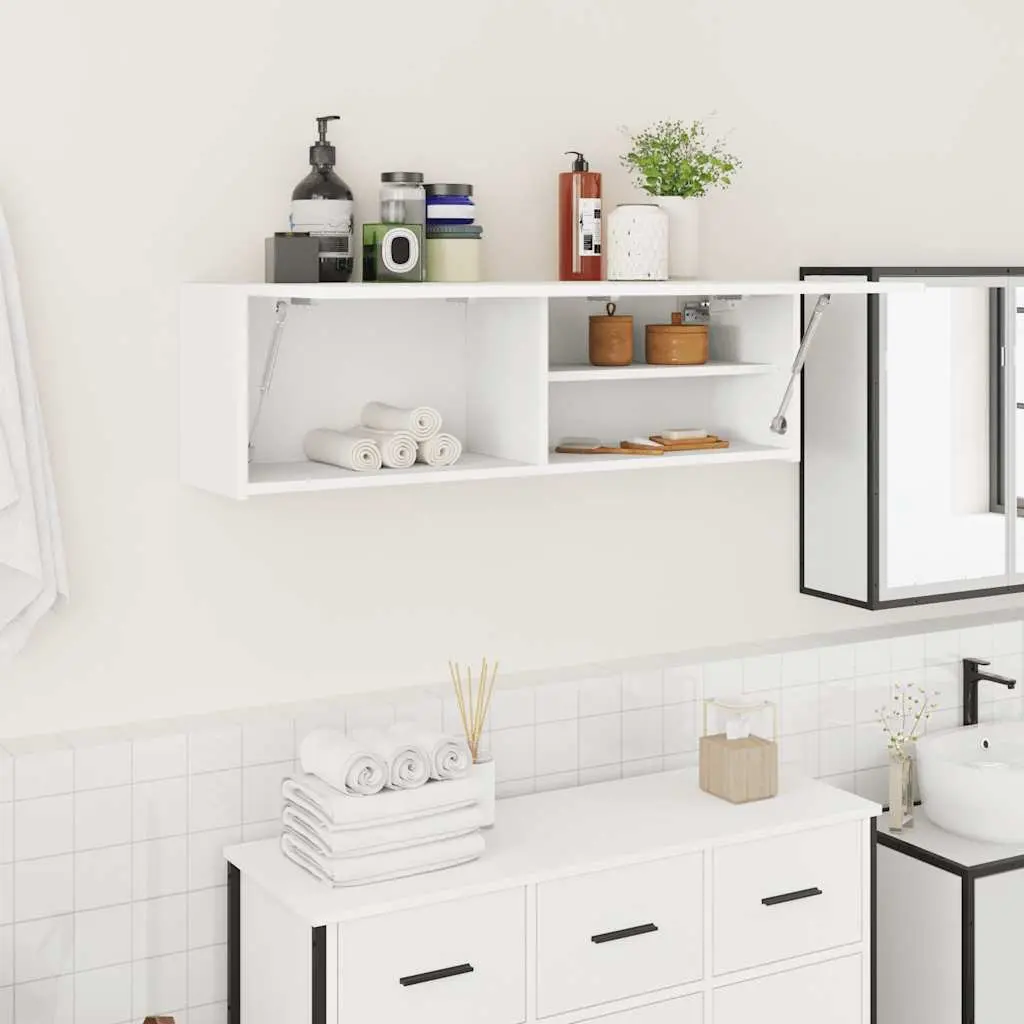 Bathroom Wall Cabinet 100x25x30 cm White Storage Vanity Unit Engineered Wood