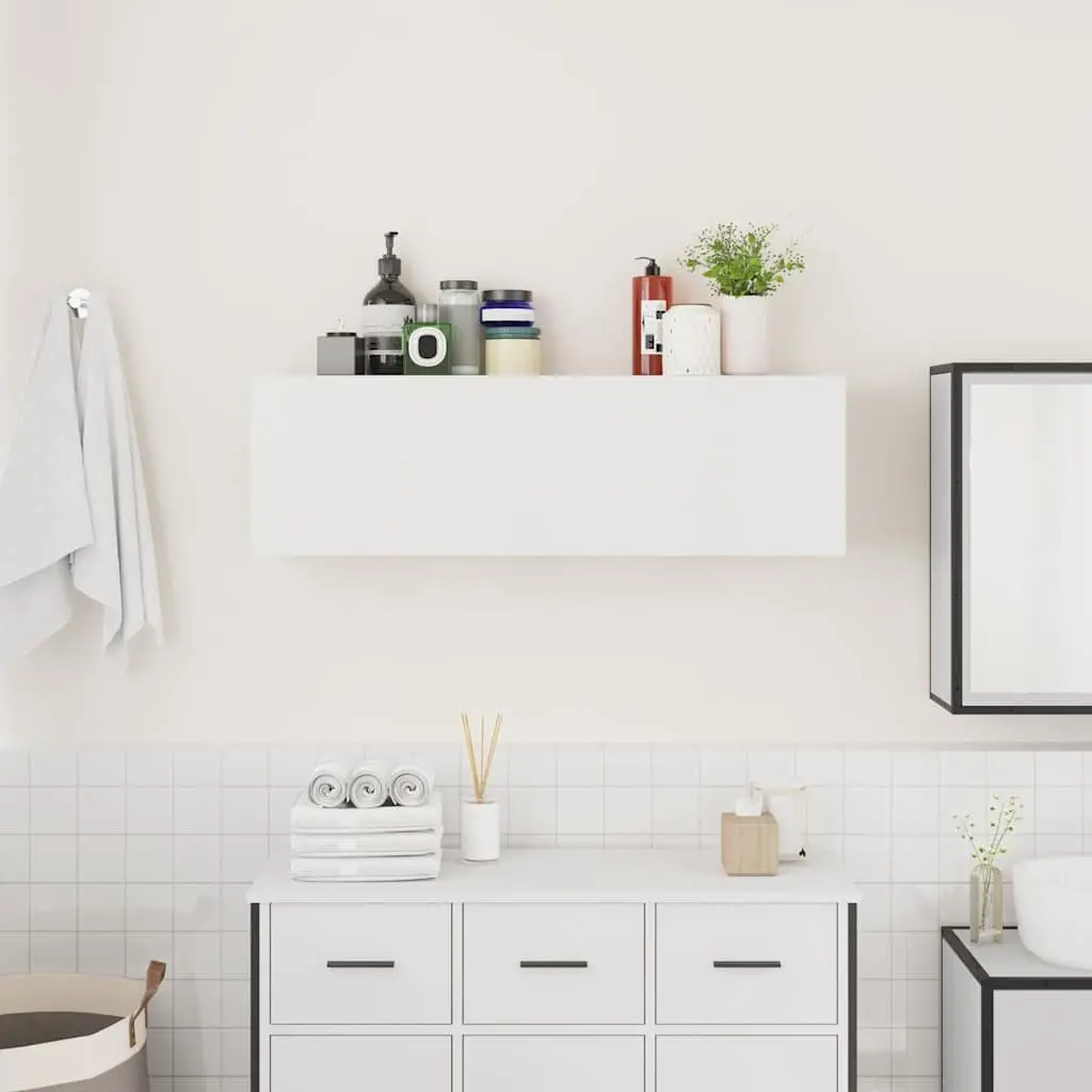 Bathroom Wall Cabinet 100x25x30 cm White Storage Vanity Unit Engineered Wood