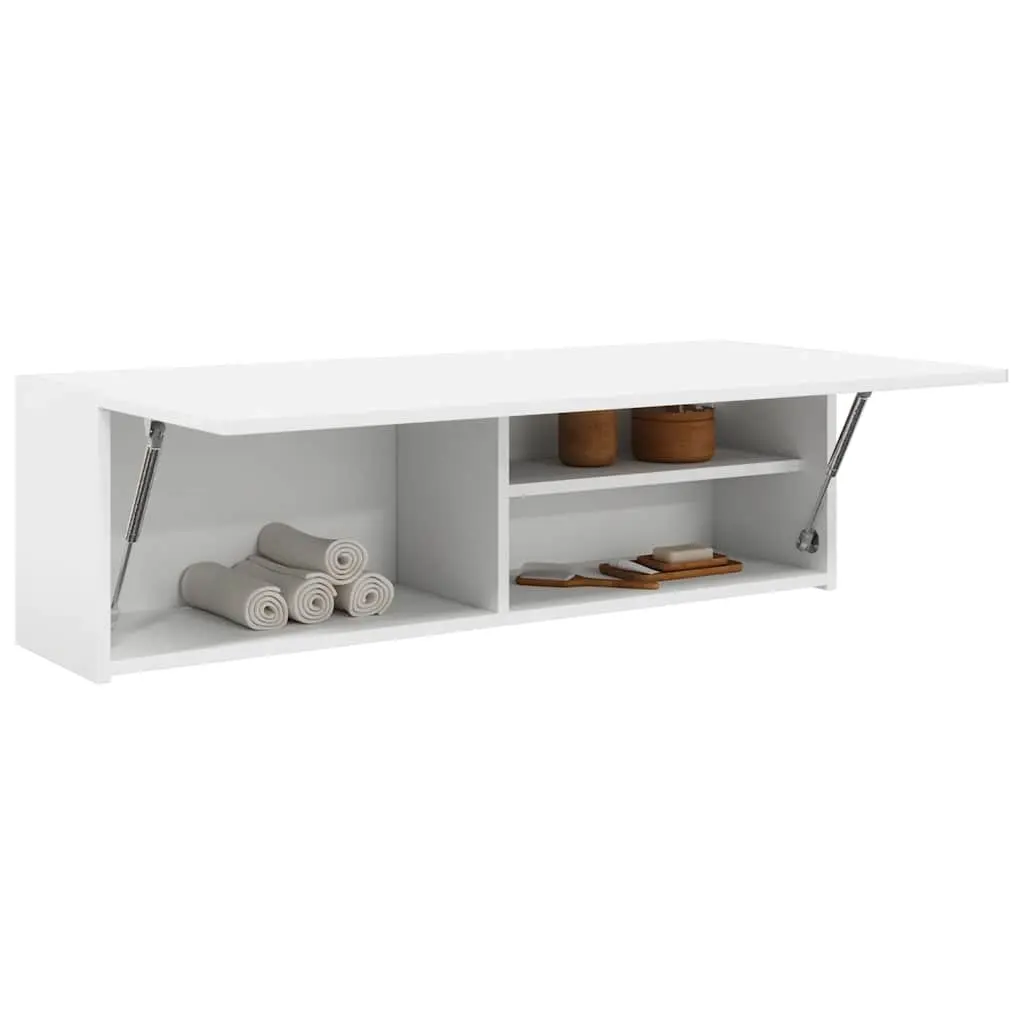 Bathroom Wall Cabinet 100x25x30 cm White Storage Vanity Unit Engineered Wood